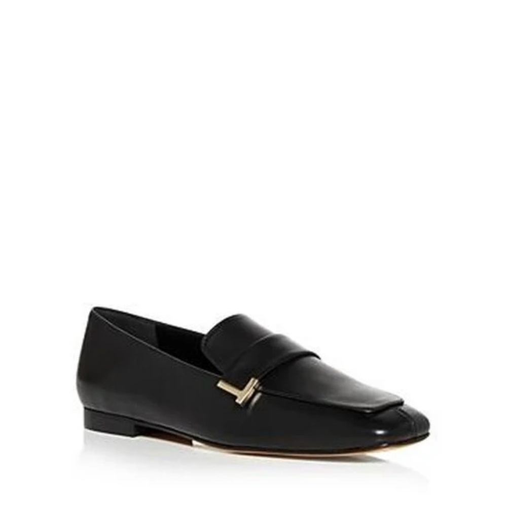 Lafayette 148 Eve Split Toe Black Leather  Loafer - 8.5
